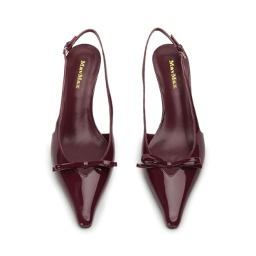 MAVMAX Burgundy Slingback Heels for Women Stylish Comfort