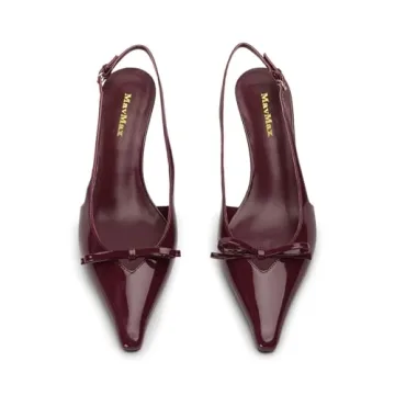MAVMAX Burgundy Slingback Heels for Women Stylish Comfort