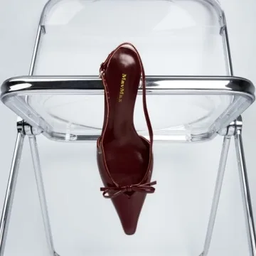 MAVMAX Burgundy Slingback Heels for Women Stylish Comfort