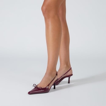 MAVMAX Burgundy Slingback Heels for Women Stylish Comfort