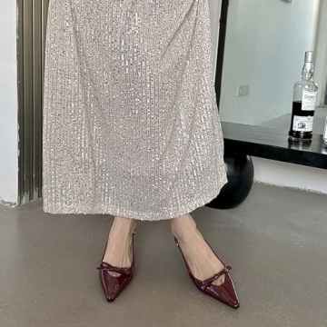 MAVMAX Burgundy Slingback Heels for Women Stylish Comfort