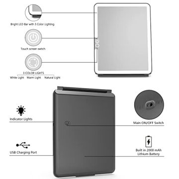 WEILY LED Travel Makeup Mirror - Rechargeable & Compact