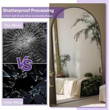 LadyNow Full Length Mirror, 83"x44" Floor Mirror Freestanding, Oversized Floor Standing Mirror Full Body Mirror with Stand for Bedroom, Hanging Mounted Mirror for Living Room Cloakroom, Black, Arched