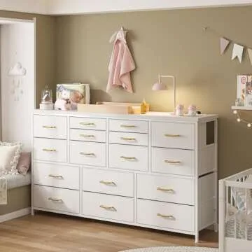 EnHomee 16 Drawer Dresser TV Stand with Charging Ports