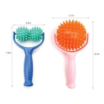 2PCS Handheld Spiky Massage Balls Rollers Compact and Portable Muscle Relaxation Tools with Handle-D...