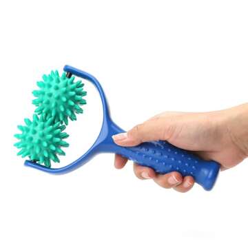 2PCS Handheld Spiky Massage Balls Rollers Compact and Portable Muscle Relaxation Tools with Handle-Deep Tissue for Pain Pressure Relief Whole Body Sensory Self Relax Massager Stick