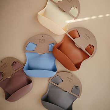 mushie Silicone Baby Bib | Adjustable Fit Waterproof Bibs (Woodchuck)