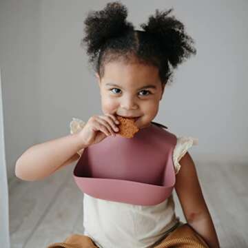 mushie Silicone Baby Bib | Adjustable Fit Waterproof Bibs (Woodchuck)
