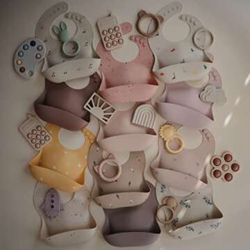 mushie Silicone Baby Bib | Adjustable Fit Waterproof Bibs (Woodchuck)