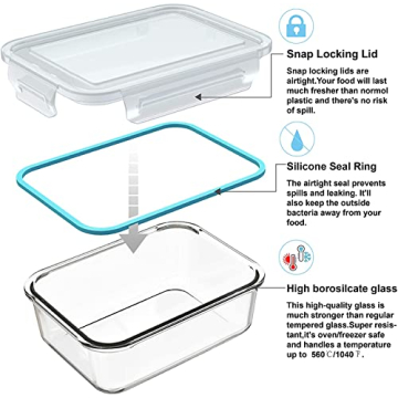 18 Piece Glass Meal Prep Containers - BPA Free & Leak Proof