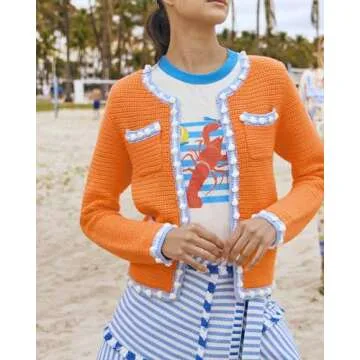 YEXPINE Women's Open Front Cardigan in Vibrant Orange