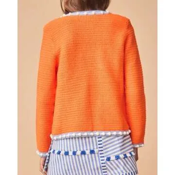 YEXPINE Women's Open Front Cardigan in Vibrant Orange