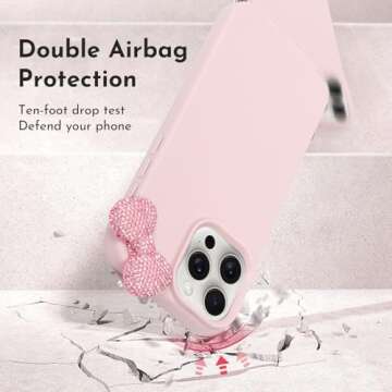 zcvbjek Cute iPhone 13 Case with Bow & Screen Protector