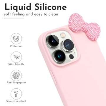 zcvbjek Cute iPhone 13 Case with Bow & Screen Protector