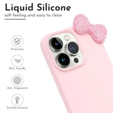 zcvbjek Cute iPhone 13 Case with Bow & Screen Protector