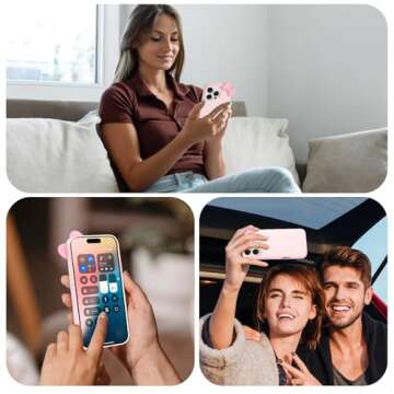 zcvbjek Cute iPhone 13 Case with Bow & Screen Protector