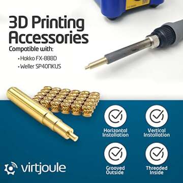 Virtjoule Heat Set Insert Tip for M3 - Ultimate 3D Printing Tool