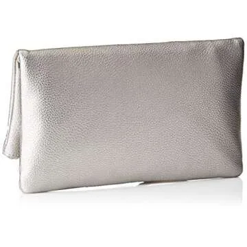 The Drop Southampton Zipper Clutch in Metallic Silver