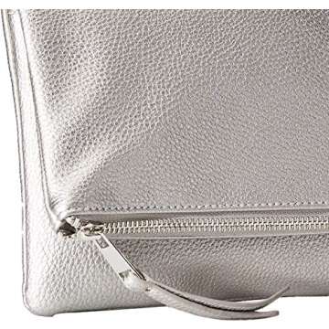 The Drop Women's Southampton Zipper Foldover Clutch, Metallic Silver, One Size
