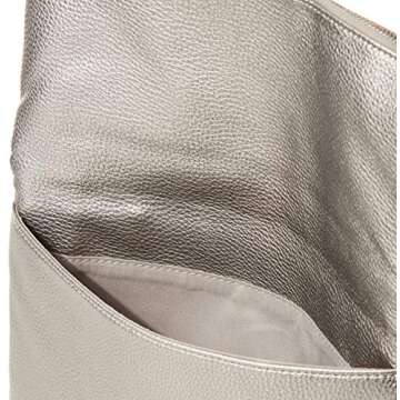 The Drop Women's Southampton Zipper Foldover Clutch, Metallic Silver, One Size