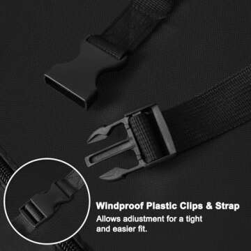 J&C Umbrella Cover | Windproof, UV Resistant, Black Outdoor Patio Cover 7-11ft