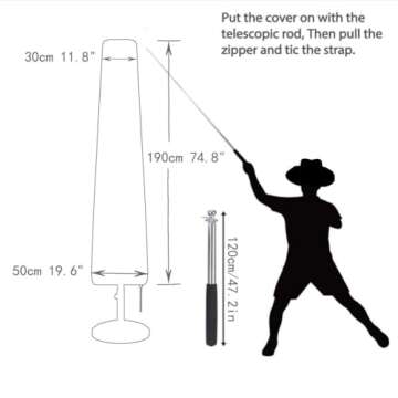 J&C Umbrella Cover - Waterproof & UV Resistant Outdoor Protection