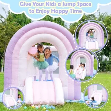 HAPYBOUCY Rainbow Bounce House for Kids Fun