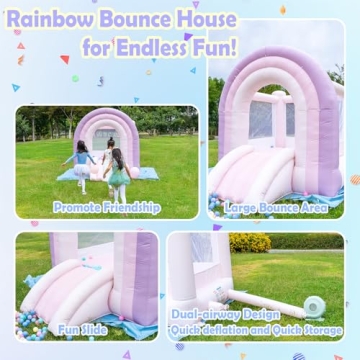 HAPYBOUCY Rainbow Bounce House for Kids Fun