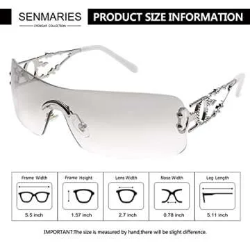 SENMARIES Rimless Y2k Sunglasses For Women Men Rectangle Vintage glasses Fashion Flame Metal Sunglass Frameless Retro Eyewear