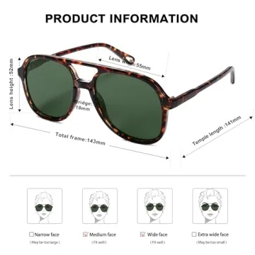 SOJOS Retro Polarized Aviator Sunglasses for Women Men Classic 70s Vintage Trendy Square Aviators SJ2174, Dark Tortoise/Green