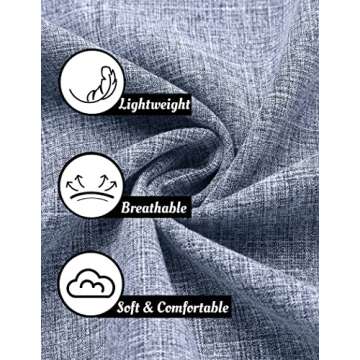 COOFANDY Men's Linen Shirt Casual Shirts Short Sleeve Shirts Button Down Linen Beach Shirts for Men Summer Outfit Light Denim Blue