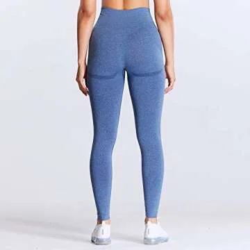 Aoxjox Workout Seamless Leggings for Women Smile Contour High Waisted Gym Yoga Pants Tights (Royale Blue Marl 1, Small)