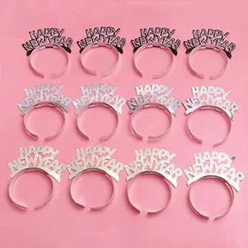 Amosfun Happy New Year Headband Tiara Set for Parties