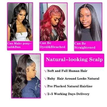 Body Wave Lace Front Wigs 20 Inch 100% Virgin Hair for Black Women