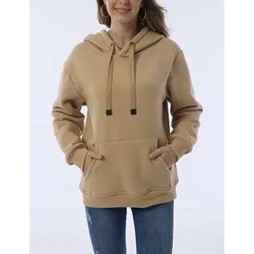 Fenclushy Women’s Sherpa Lined Pullover Hooded Sweatshirt