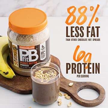PBfit All-Natural Chocolate Peanut Butter Powder, Extra Chocolatey Powdered Peanut Spread from Real Roasted Pressed Peanuts and Cocoa, 6g of Protein 7% DV (30 oz.) (Pack of 2)