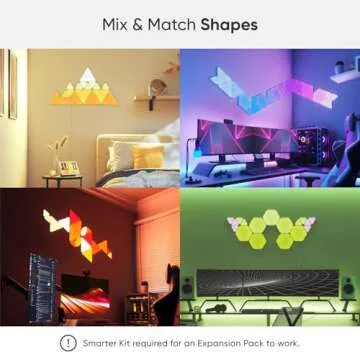 Nanoleaf Shapes WiFi and Thread Smart RGBW 16M+ Color LED Dimmable Gaming and Home Decor Wall Lights Expansion Pack (Mini Triangles (10 Pack))