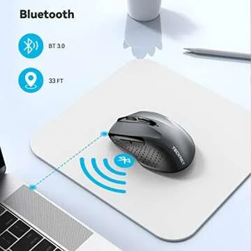 TECKNET Bluetooth Mouse, Wireless Mouse with 6 Buttons, 5 Adjustable DPI Levels, 24 Month Battery Life, Ergonomic Computer Mouse for Laptop, Computer, Mac, PC, Windows, Chromebook, Notebook