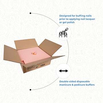 ForPro Basics Mini Block Buffer, Orange/White, 100/180 Grit, Double-Sided Disposable Manicure & Pedicure Nail Buffer, 1.4” L x 1” W, 1500-Count