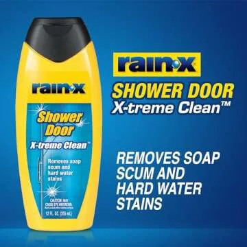 Rain-X 630035 X-Treme Clean Shower Door Cleaner, 12 Fl. Oz, Formulated To Clean Glass Shower Doors - Easy To Use, Removes Soap Scum, Dirt, Hard Water Build-up, Calcium, Lime Stains And Rust Stains