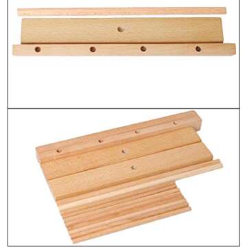 AJIADA Pasta Drying Rack Collapsible Noodle Stand & Rolling Pin Baking, Natural Beech Wood with 8 Bar Handles Spaghetti Hanging Dryer Rack for Home Use Storage Pasta, Spaghetti, Noodle