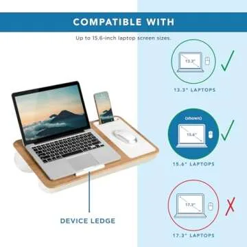 LAPGEAR Home Office Lap Desk with Device Ledge, Mouse Pad, and Phone Holder - White Oak Woodgrain - Fits up to 15.6 Inch Laptops - Style No. 91579