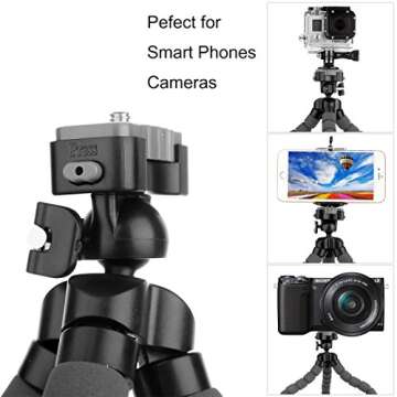 Phone Tripod, Portable Flexible Tripod with Remote for Cellphones Camera Webcam Mini Travel Tripod Stand Holder for Video Recording Vlogging Selfies