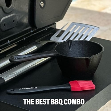 Small Cast Iron Basting Pot and Silicone BBQ Brush Set