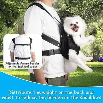 PetBonus Pet Front Dog Carrier Backpacks, Adjustable Dog Carrier, Legs Out Easy-fit Dog Travel Backpack for Hiking, Cycling, Hands Free Dog Chest Carrier for Medium Small Dogs (Black, XL)