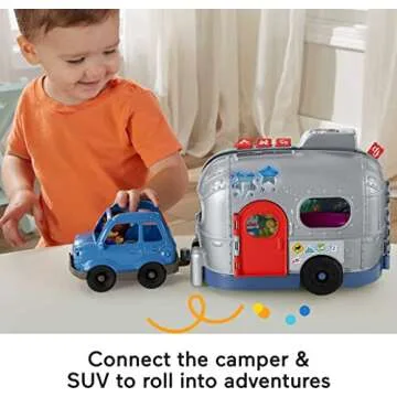 Fisher-Price Little People Toddler Toy Light-Up Learning Camper Playset with Smart Stages for Pretend Play Kids Ages 1+ Years​