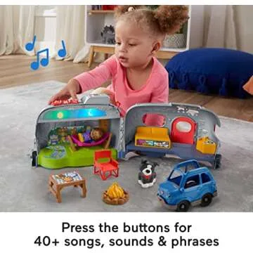 Fisher-Price Little People Toddler Toy Light-Up Learning Camper Playset with Smart Stages for Pretend Play Kids Ages 1+ Years​