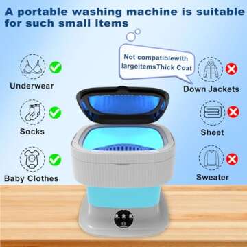Portable Washing Machine, 15L Small Washing Machine & Spin Dryer, Foldable Mini Washer Machine, Collapsible Luandry Washer for Dorm, Apartment, RV, Travel, Baby Clothes, Underwear, Socks, Blue