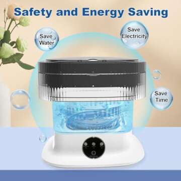 Portable Washing Machine, 15L Small Washing Machine & Spin Dryer, Foldable Mini Washer Machine, Collapsible Luandry Washer for Dorm, Apartment, RV, Travel, Baby Clothes, Underwear, Socks, Blue