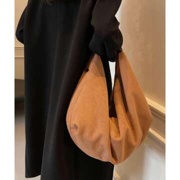 Slouchy Suede Shoulder Bag for Women Large Dumpling Tote Purse Soft Handbags Casual Top Handle Satchel